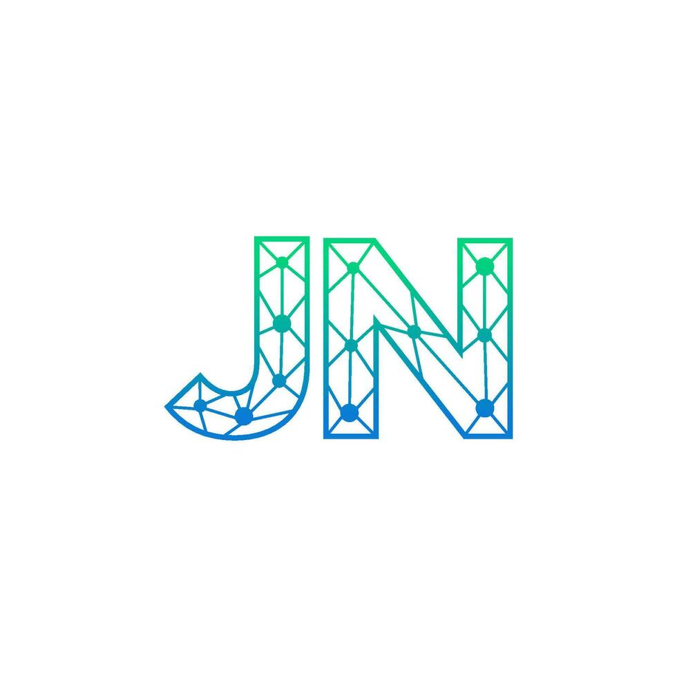 Abstract letter JN logo design with line dot connection for technology and digital business company. vector