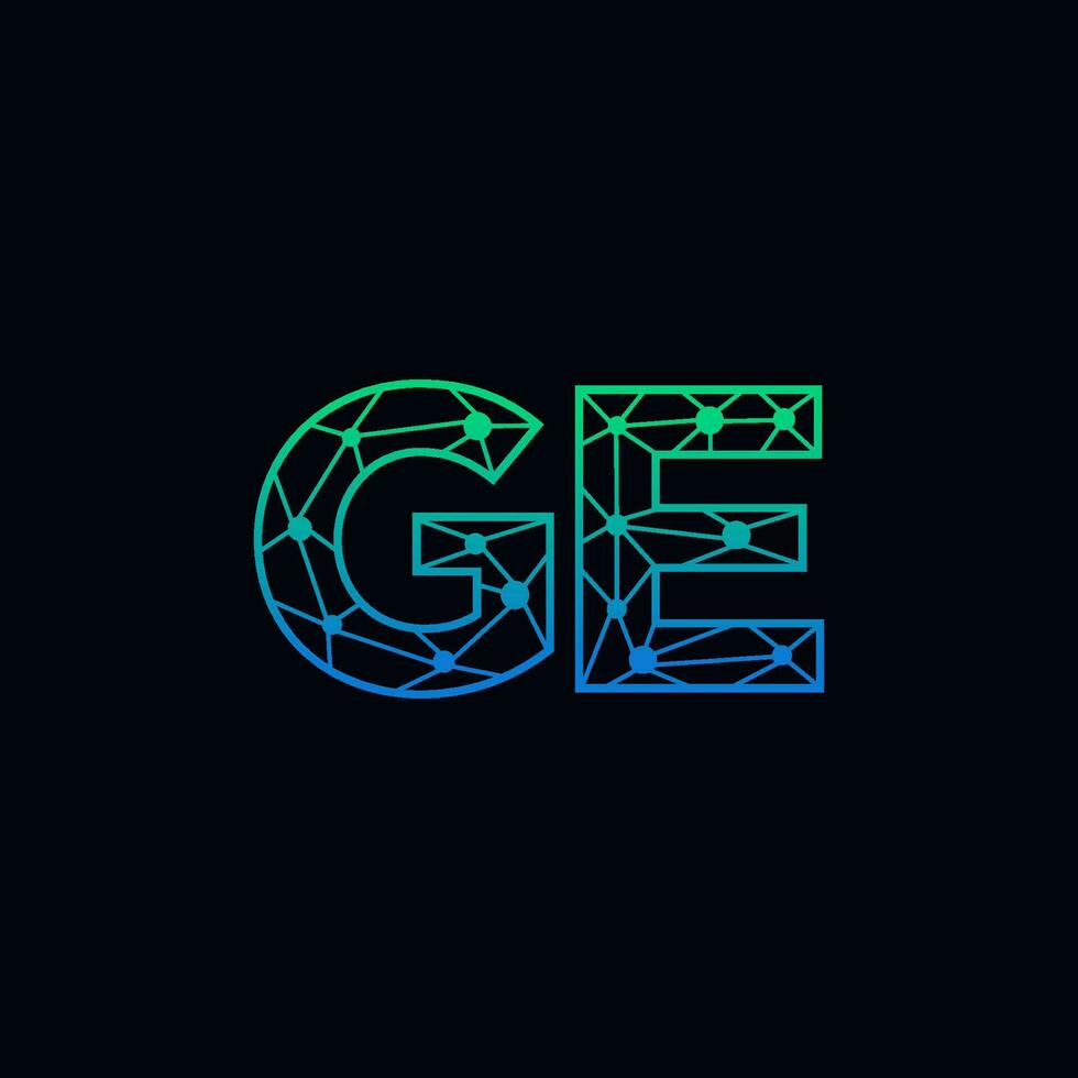 Abstract letter GE  logo design with line dot connection for technology and digital business company. vector