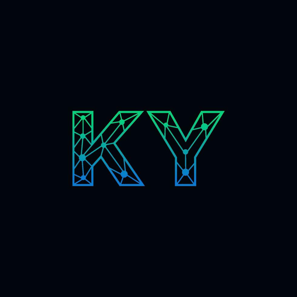 Abstract letter KY logo design with line dot connection for technology and digital business company. vector