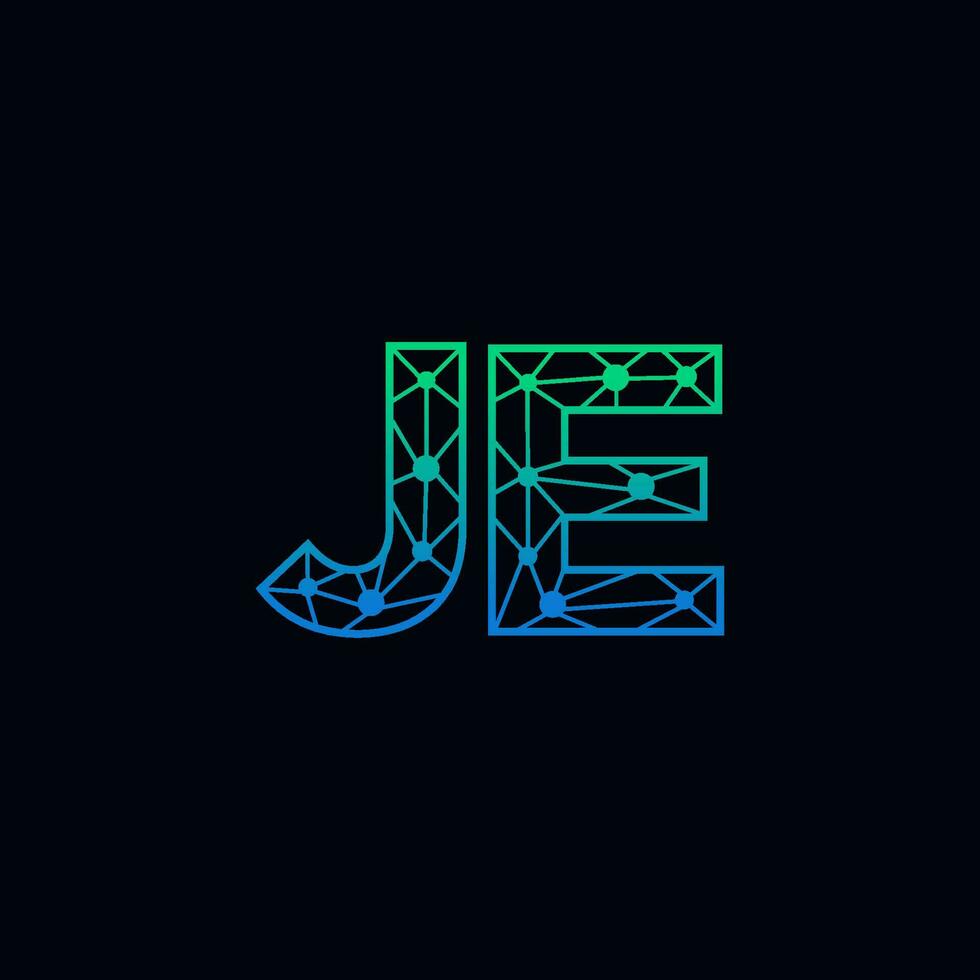 Abstract letter JE logo design with line dot connection for technology and digital business company. vector