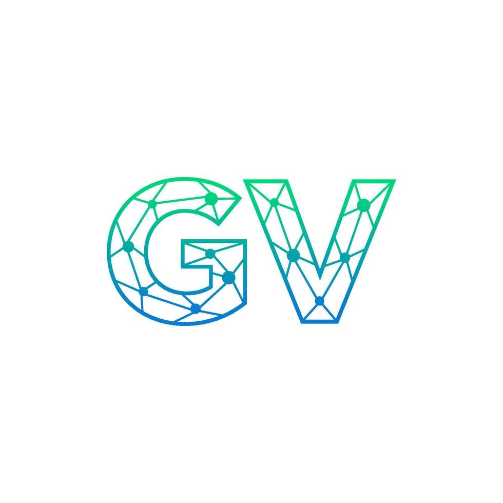 Abstract letter GV logo design with line dot connection for technology and digital business company. vector