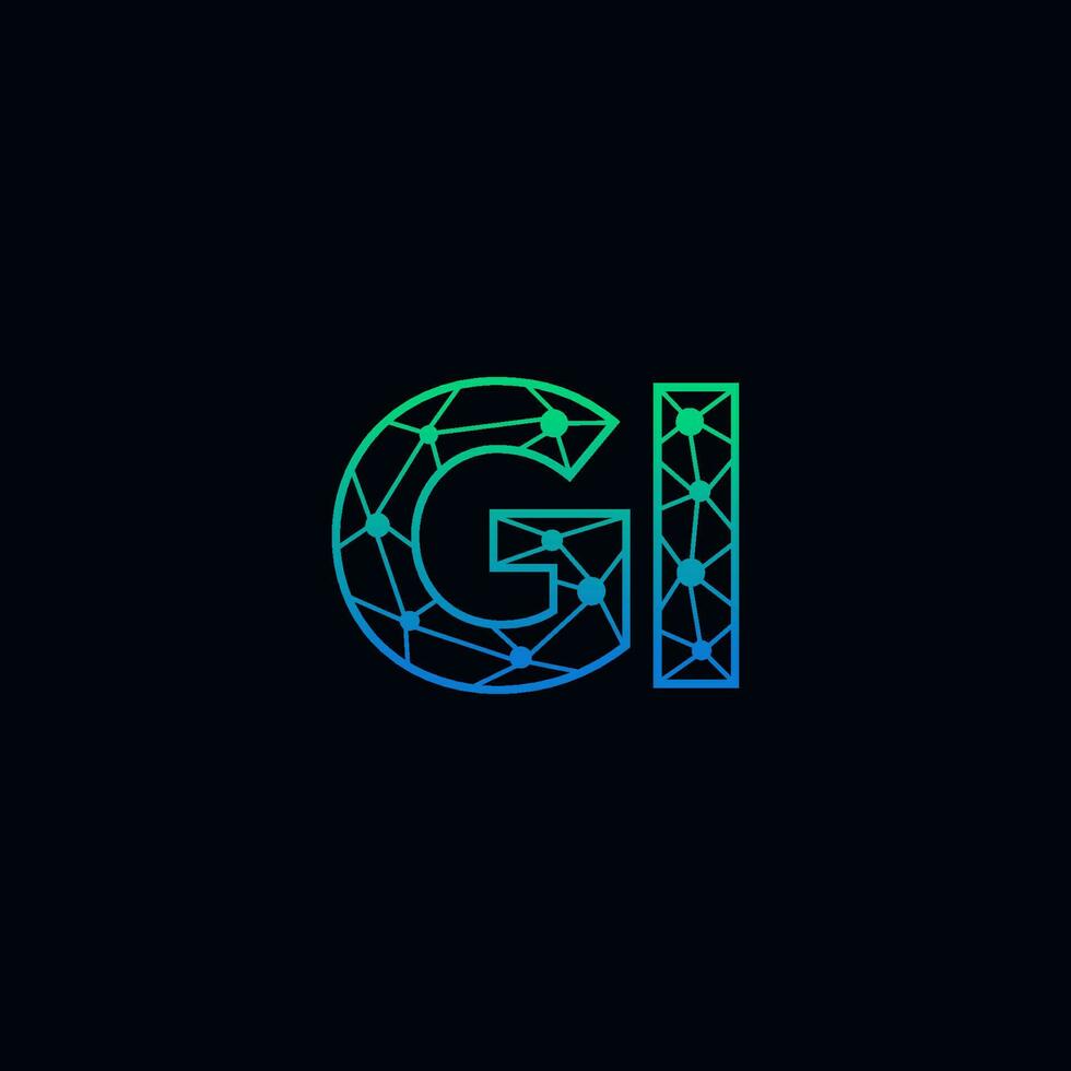 Abstract letter GI logo design with line dot connection for technology and digital business company. vector