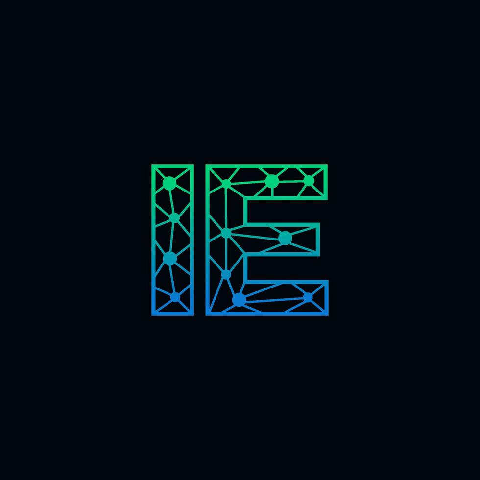 Abstract letter IE logo design with line dot connection for technology and digital business company. vector