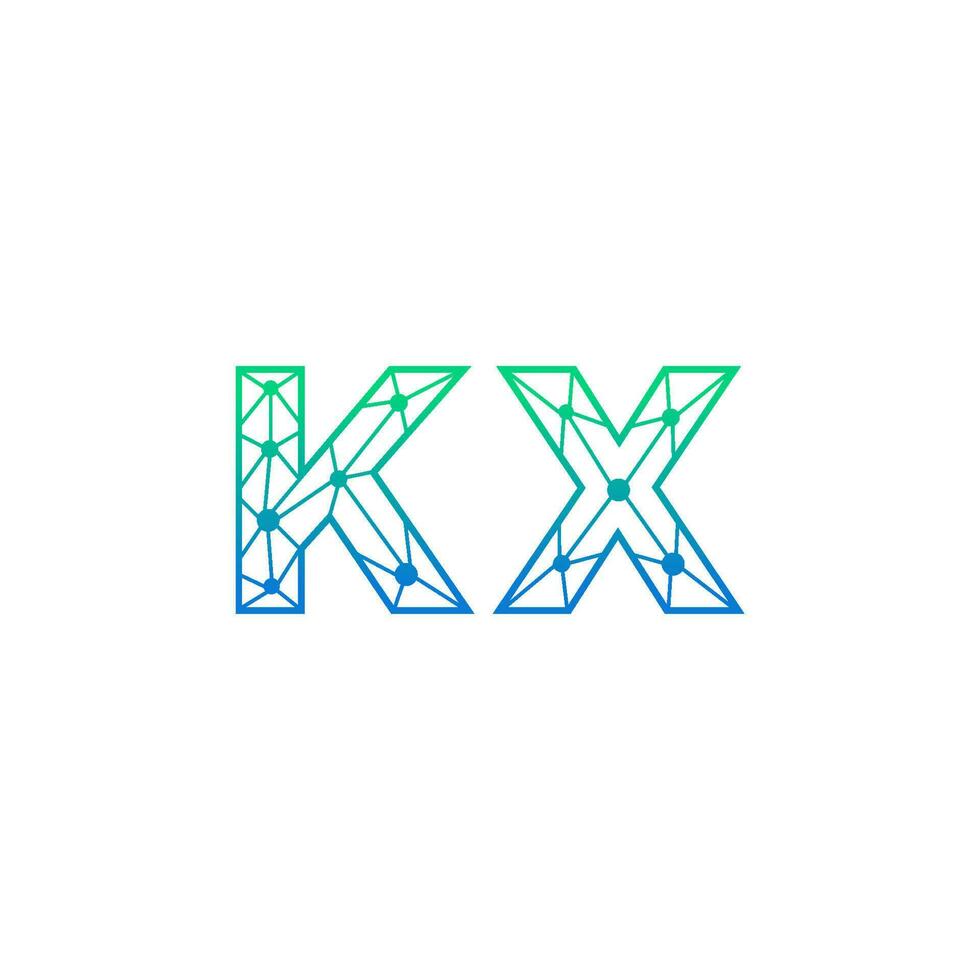 Abstract letter KX logo design with line dot connection for technology and digital business company. vector