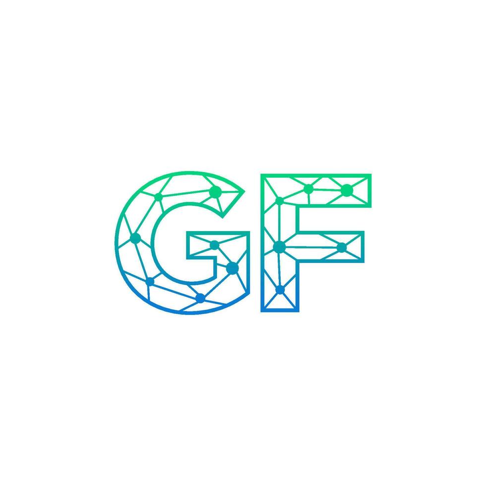Abstract letter GF logo design with line dot connection for technology and digital business company. vector