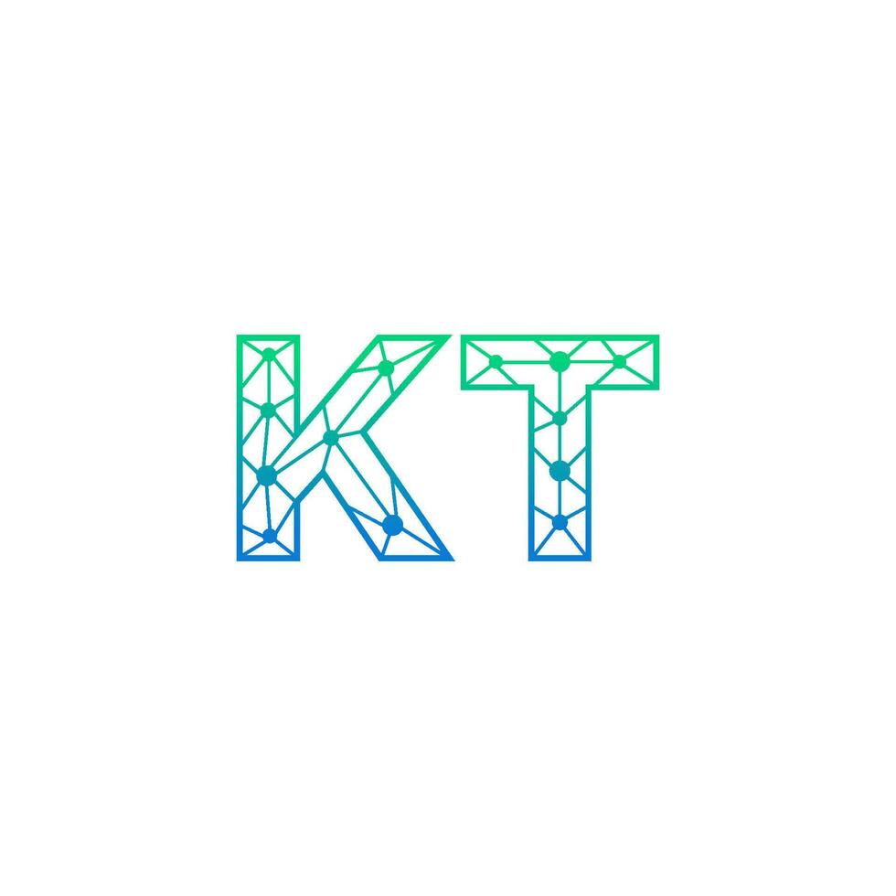 Abstract letter KT logo design with line dot connection for technology and digital business company. vector