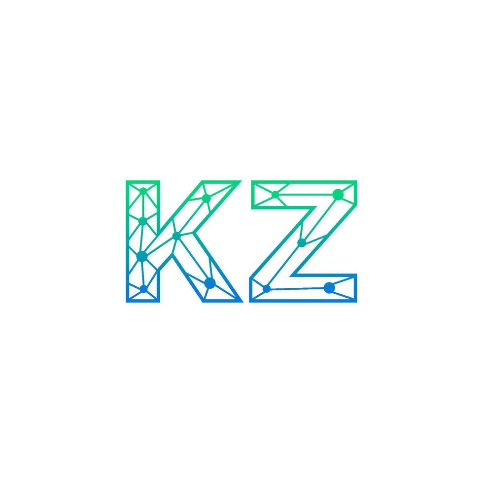 resumen letra kz logo diseño con línea punto conexión para tecnología y digital negocio compañía. vector