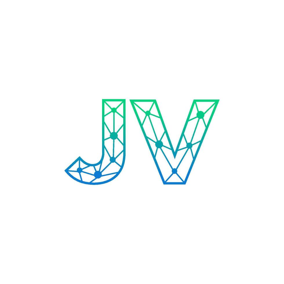 Abstract letter JV logo design with line dot connection for technology and digital business company. vector