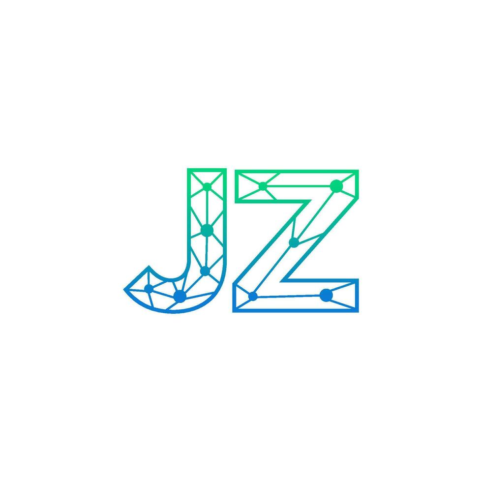 Abstract letter JZ logo design with line dot connection for technology and digital business company. vector
