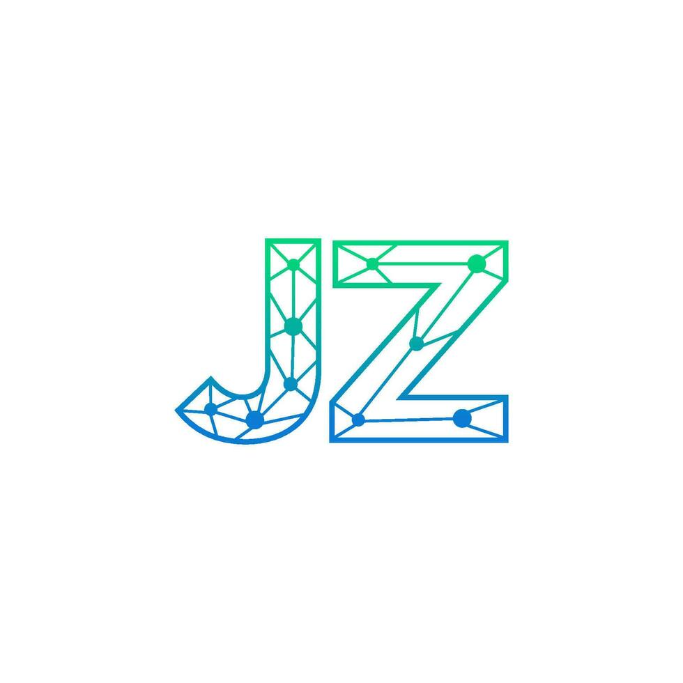 resumen letra jz logo diseño con línea punto conexión para tecnología y digital negocio compañía. vector