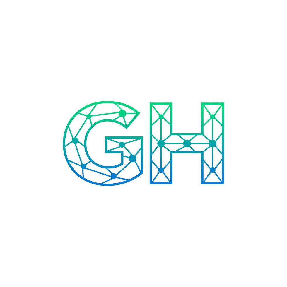 Abstract letter GH logo design with line dot connection for technology and digital business company. vector