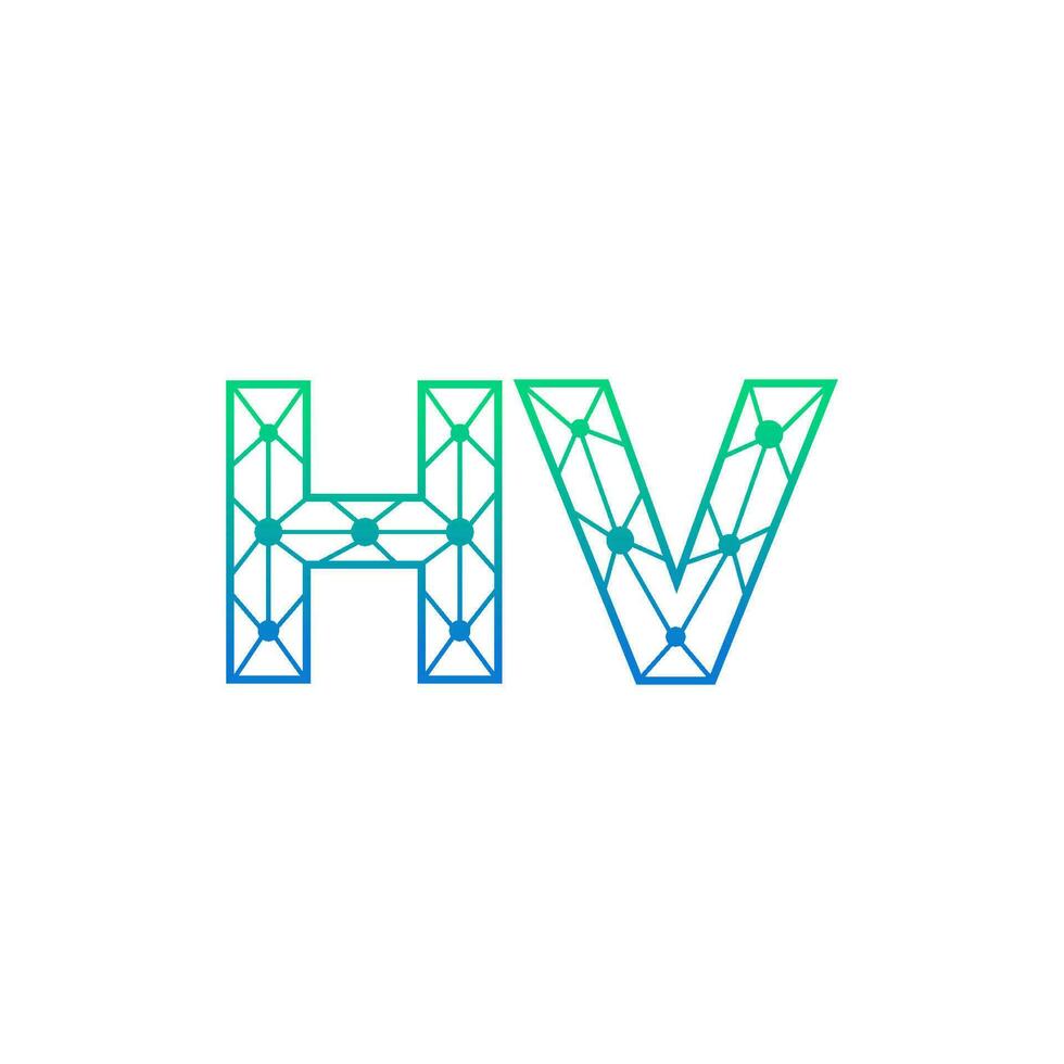 Abstract letter HV logo design with line dot connection for technology and digital business company. vector