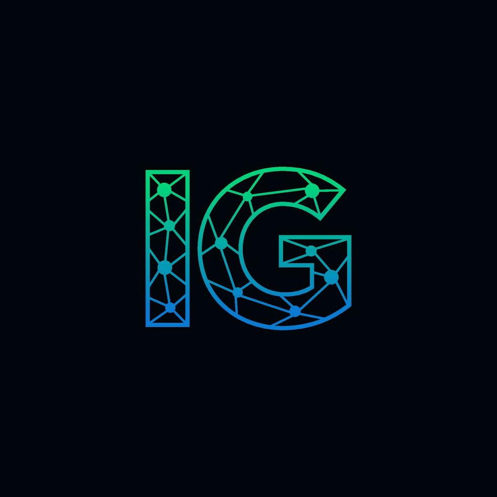 Abstract letter IG logo design with line dot connection for technology and digital business company. vector