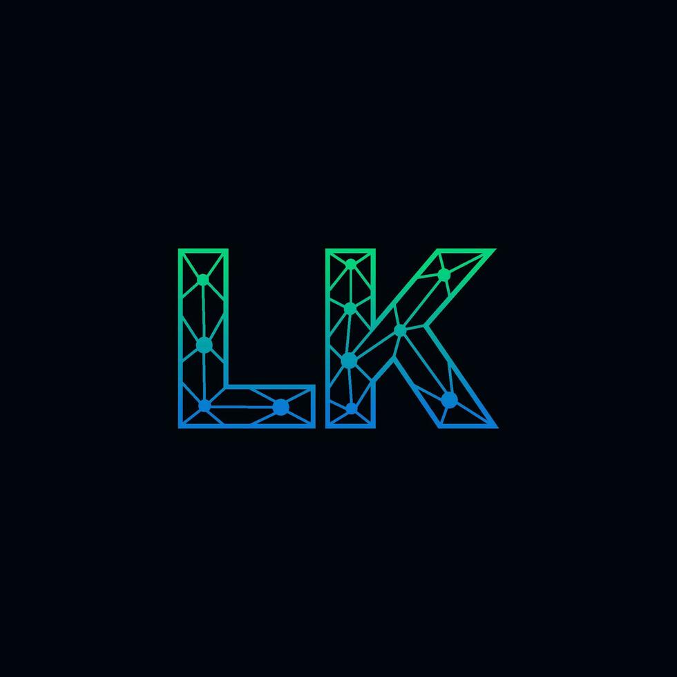 resumen letra lk logo diseño con línea punto conexión para tecnología y digital negocio compañía. vector