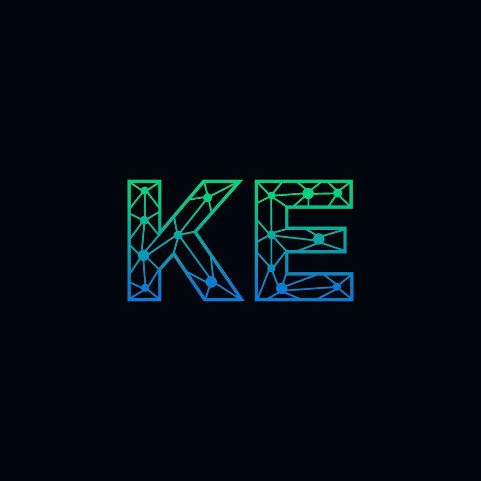 Abstract letter KE logo design with line dot connection for technology and digital business company. vector