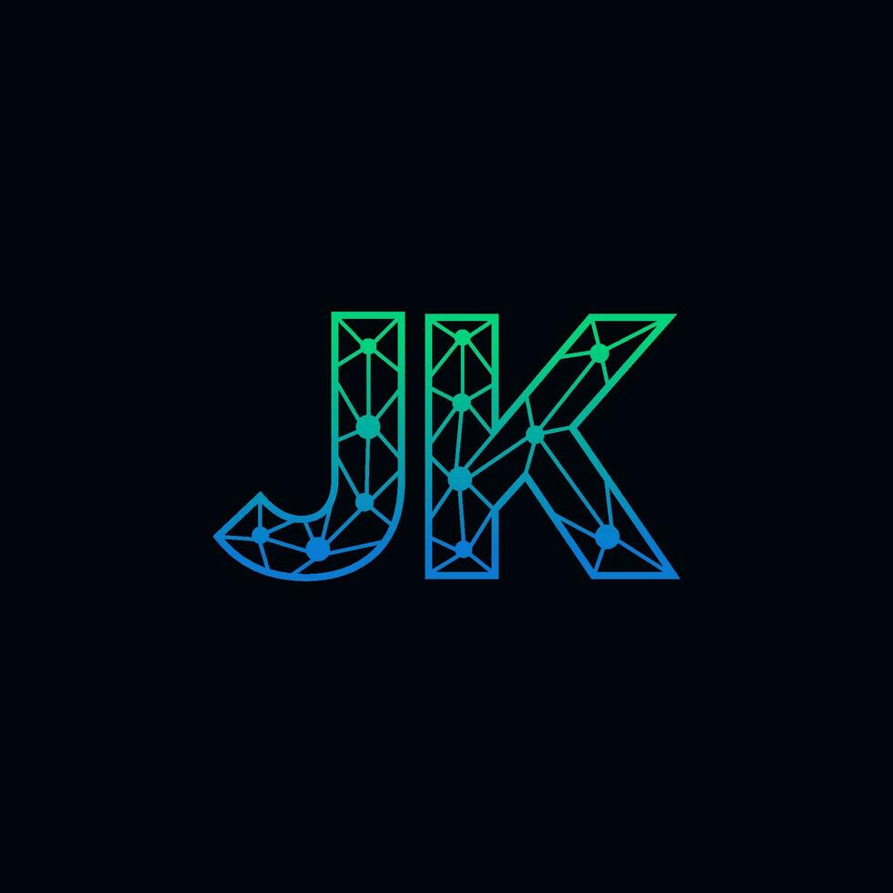 Abstract letter JK logo design with line dot connection for technology and digital business company. vector