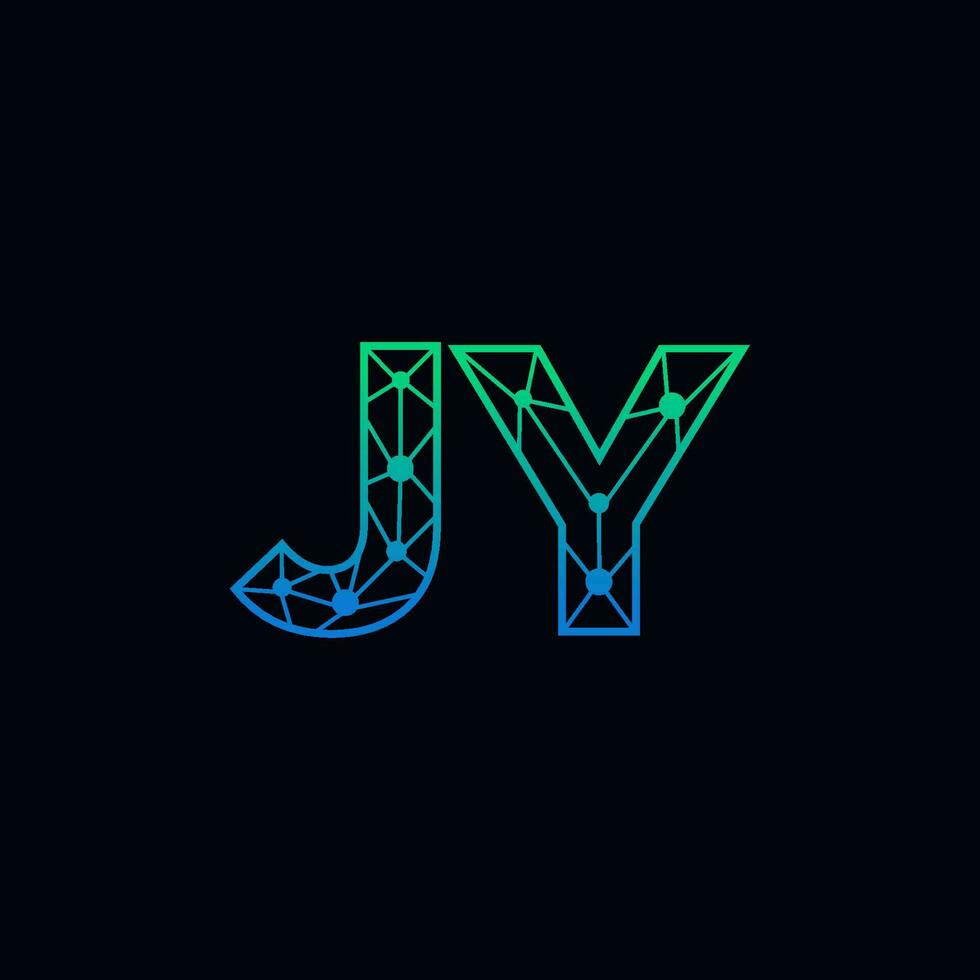 Abstract letter JY logo design with line dot connection for technology and digital business company. vector