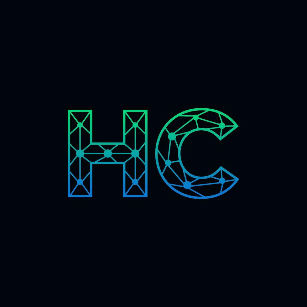 resumen letra hc logo diseño con línea punto conexión para tecnología y digital negocio compañía. vector