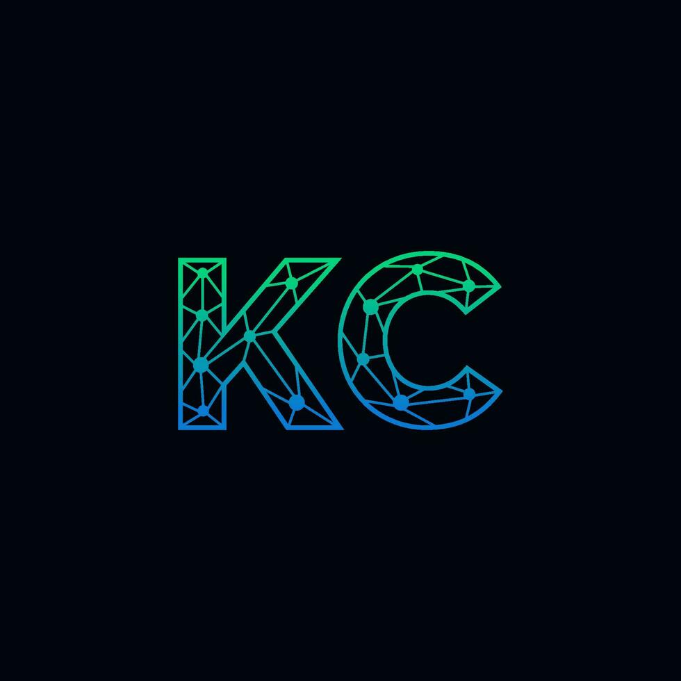 resumen letra kc logo diseño con línea punto conexión para tecnología y digital negocio compañía. vector