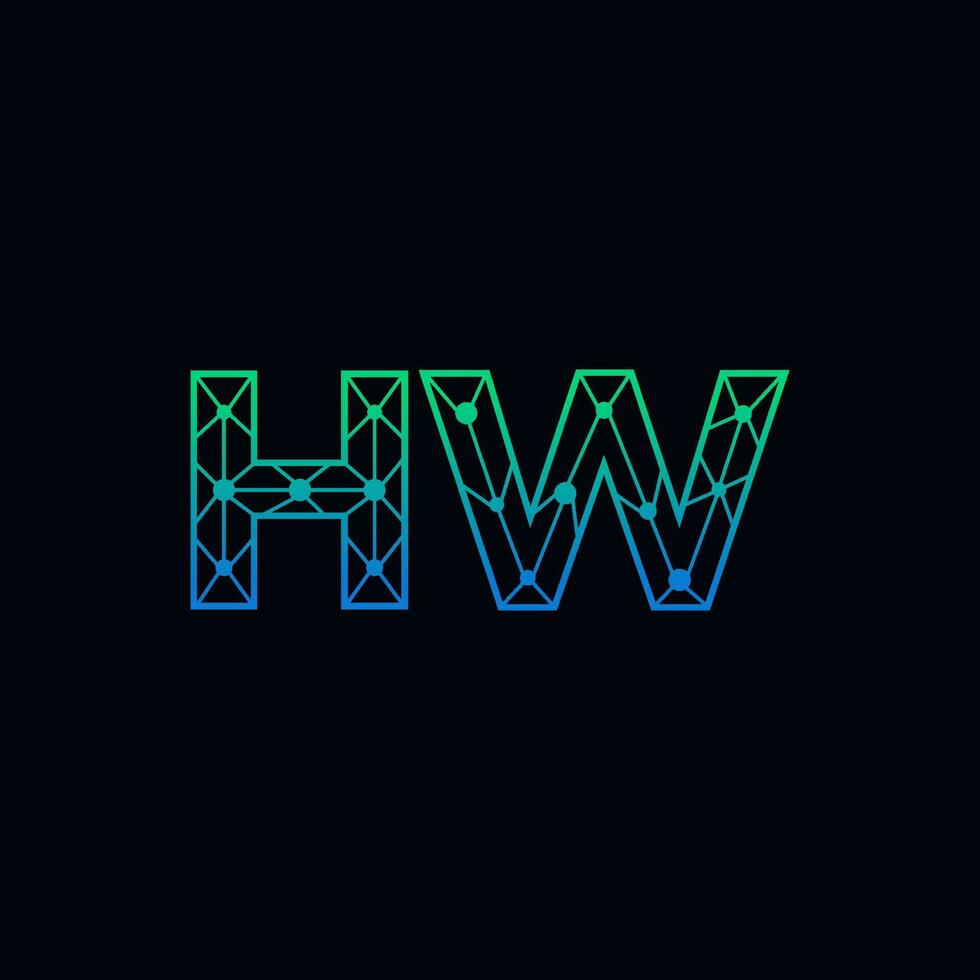 Abstract letter HW logo design with line dot connection for technology and digital business company. vector