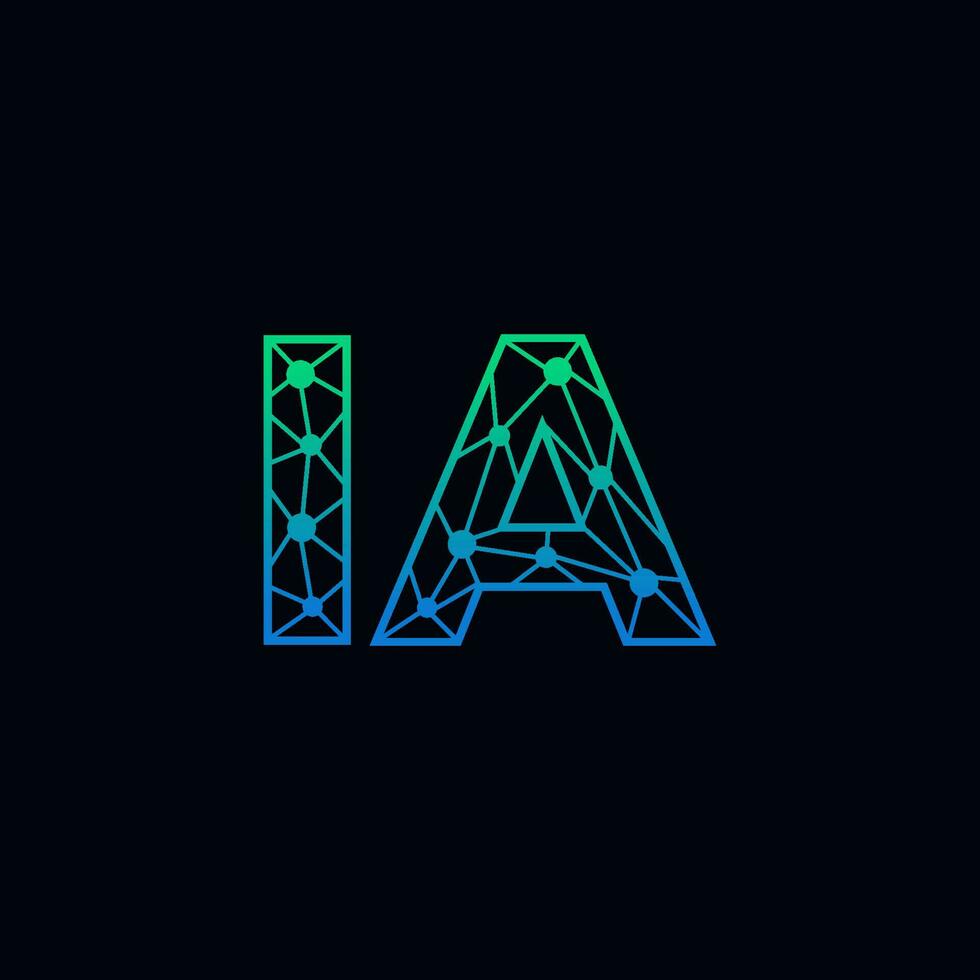 Abstract letter IA logo design with line dot connection for technology and digital business company. vector