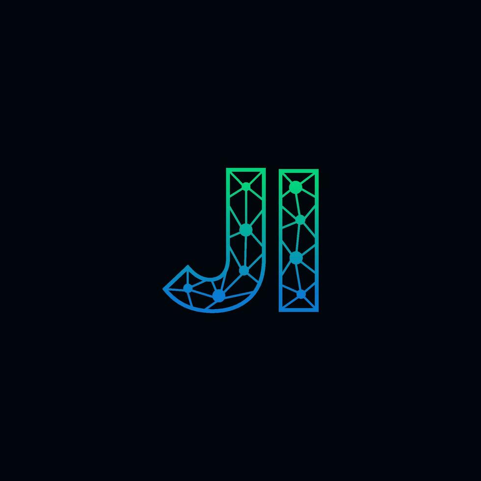 Abstract letter JI logo design with line dot connection for technology and digital business company. vector