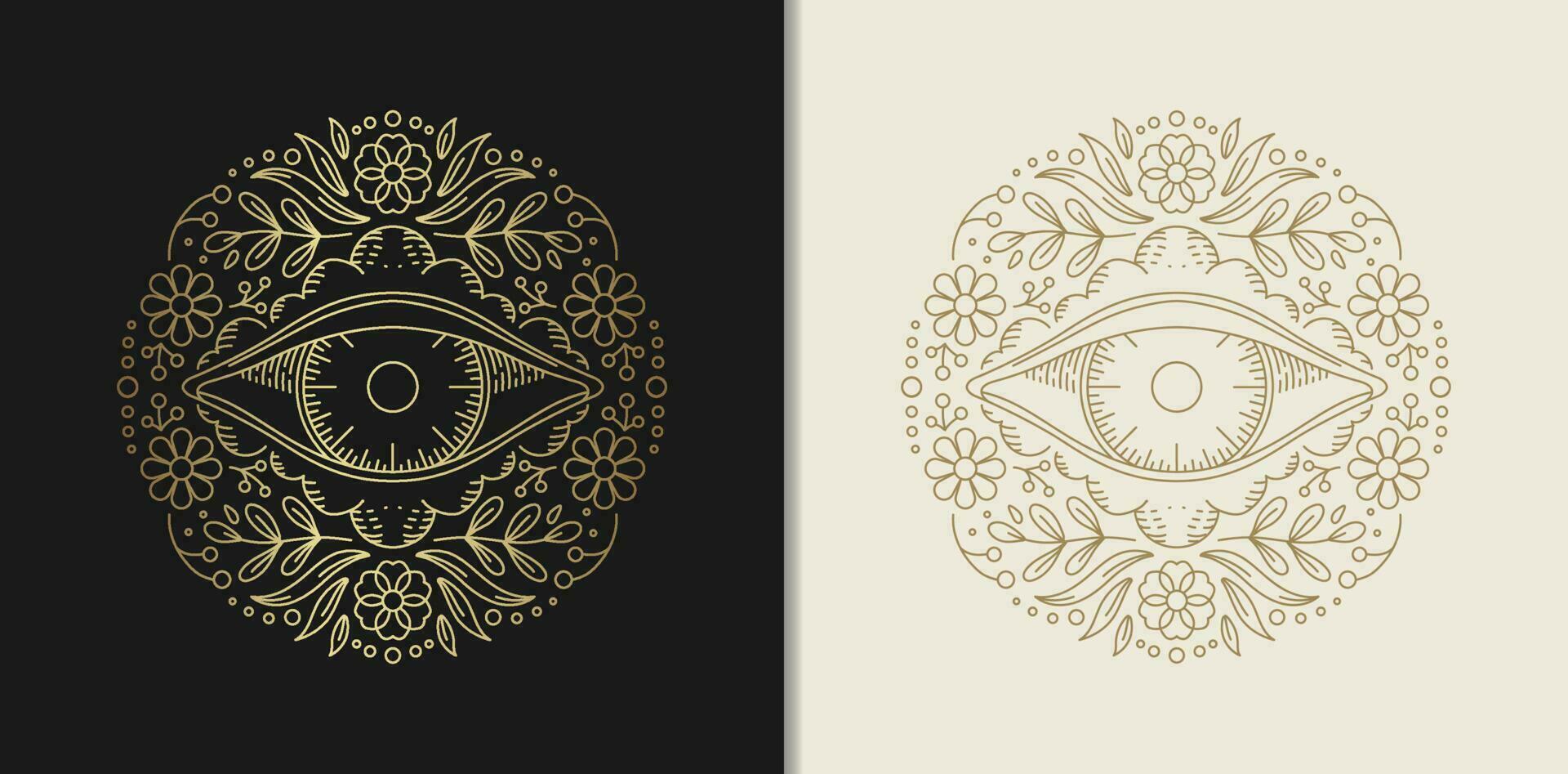 Enchanting Eyes A Floral Line Art Delight vector
