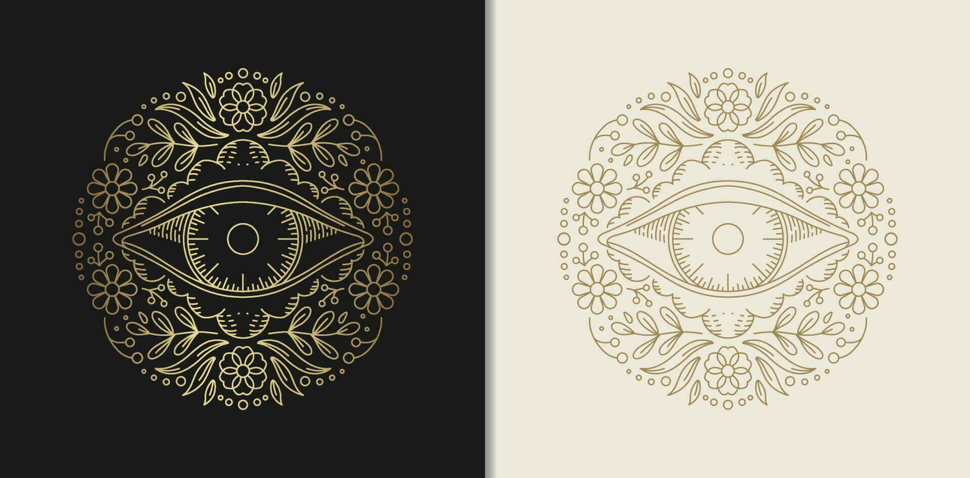 encantador ojos un floral línea Arte deleite vector