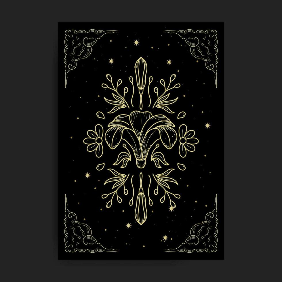 Blossoming Flowers Enhanced by Delicate Gold Floral Embellishments vector