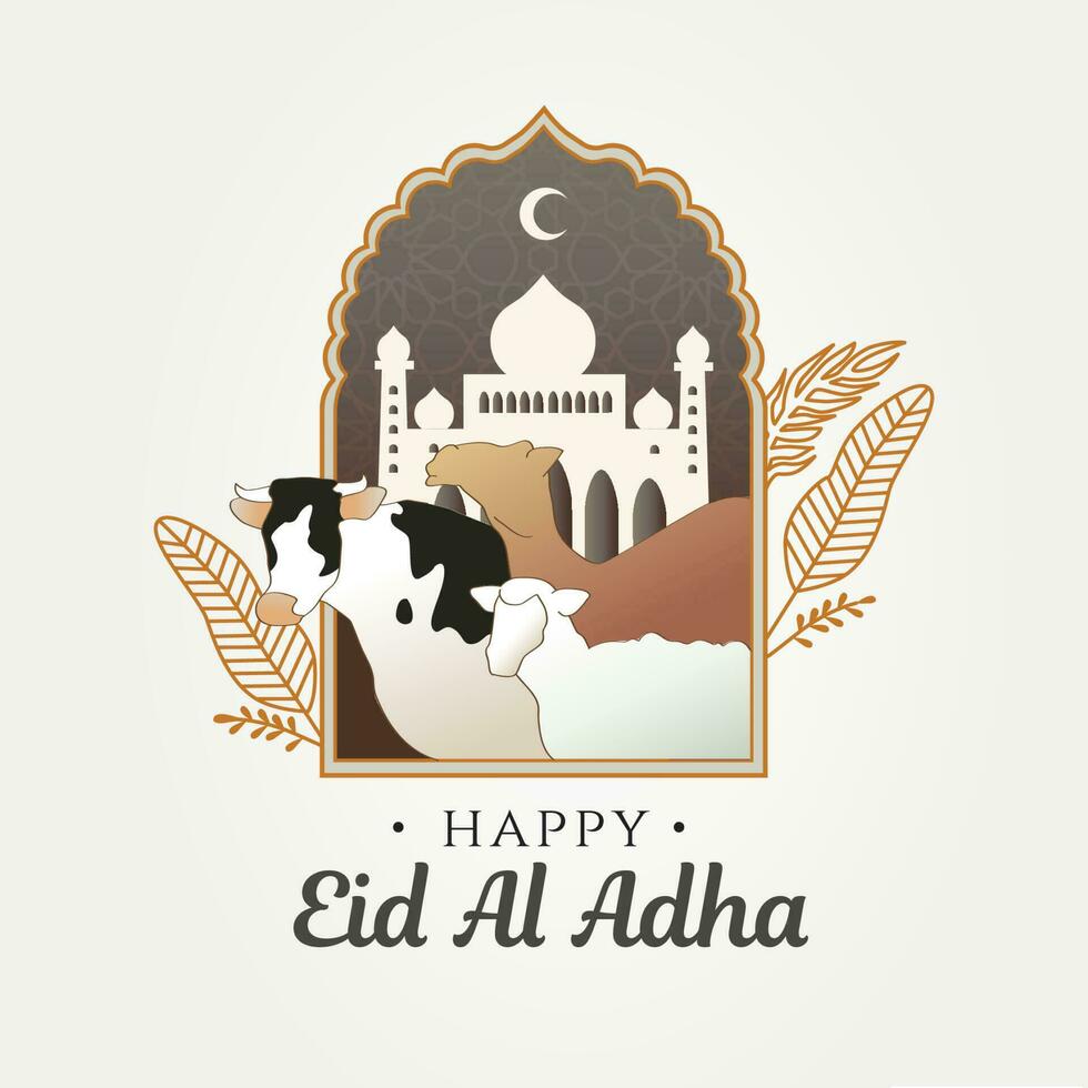 ilustración de eid Alabama adha saludo en boho estilo vector