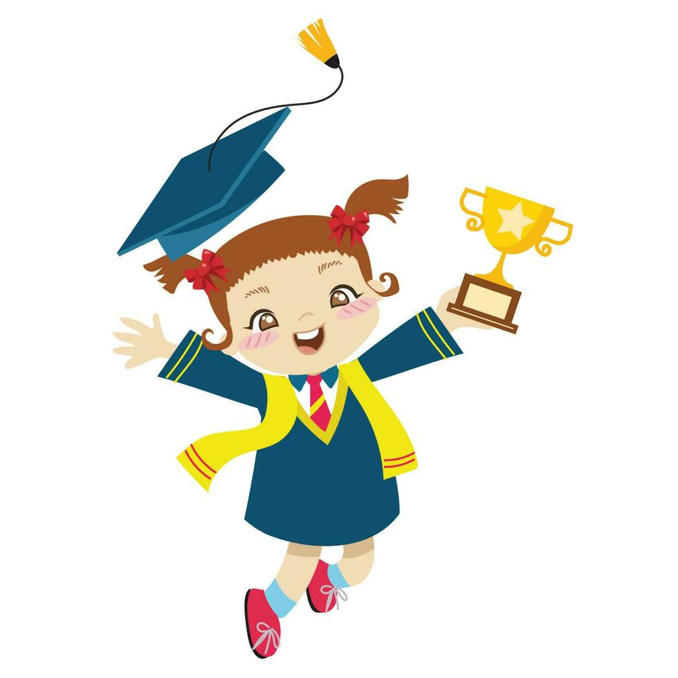 Graduation clipart for children. Vector file.