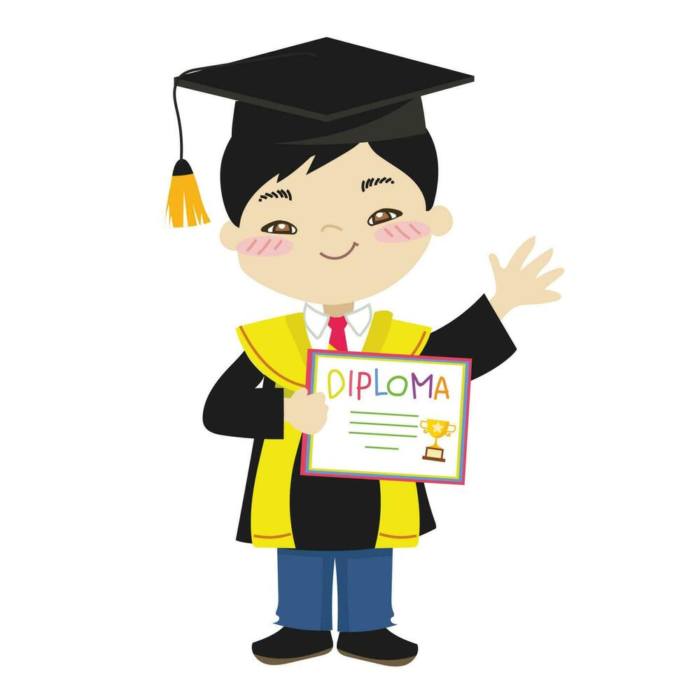 Graduation clipart for children. Vector file.