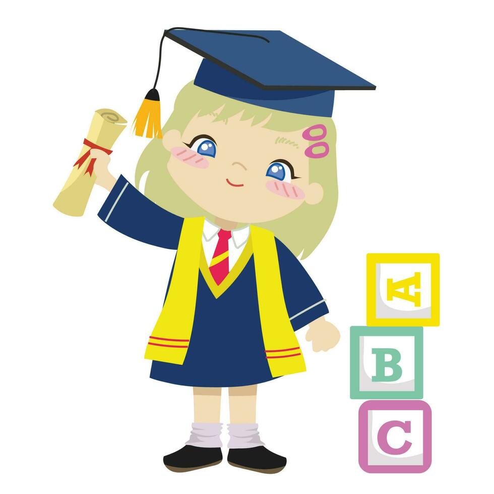 Graduation clipart for children. Vector file.