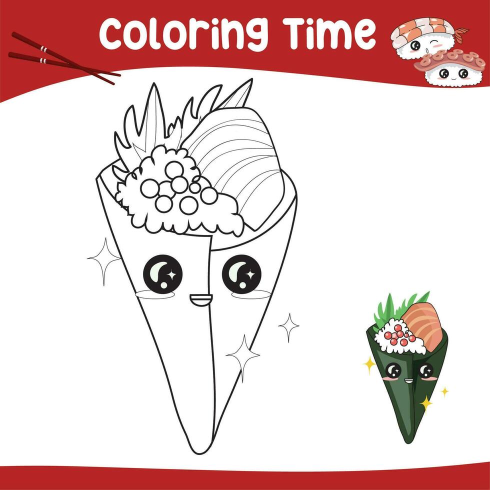 Coloring food worksheet page. Educational printable coloring worksheet. Coloring activity for children. Vector file.