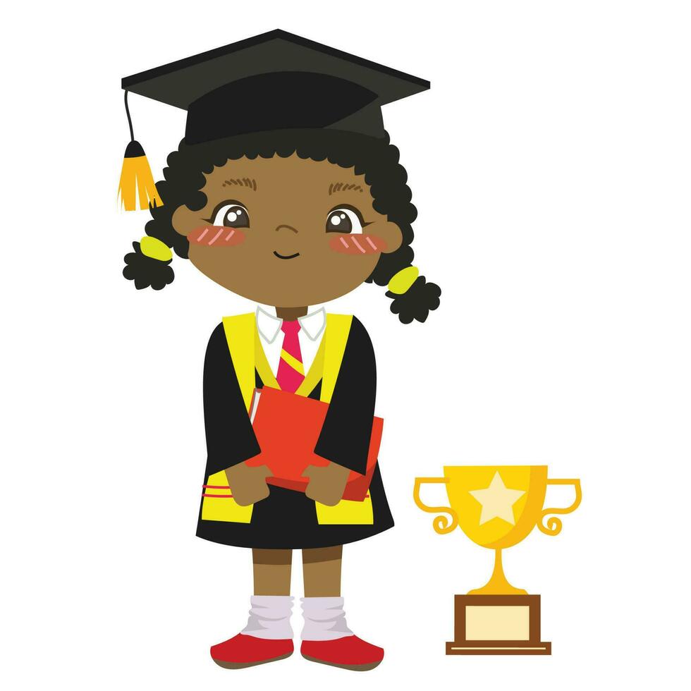 Graduation clipart for children. Vector file.