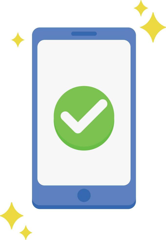 Blue Phone with Green Approval Button on Screen vector