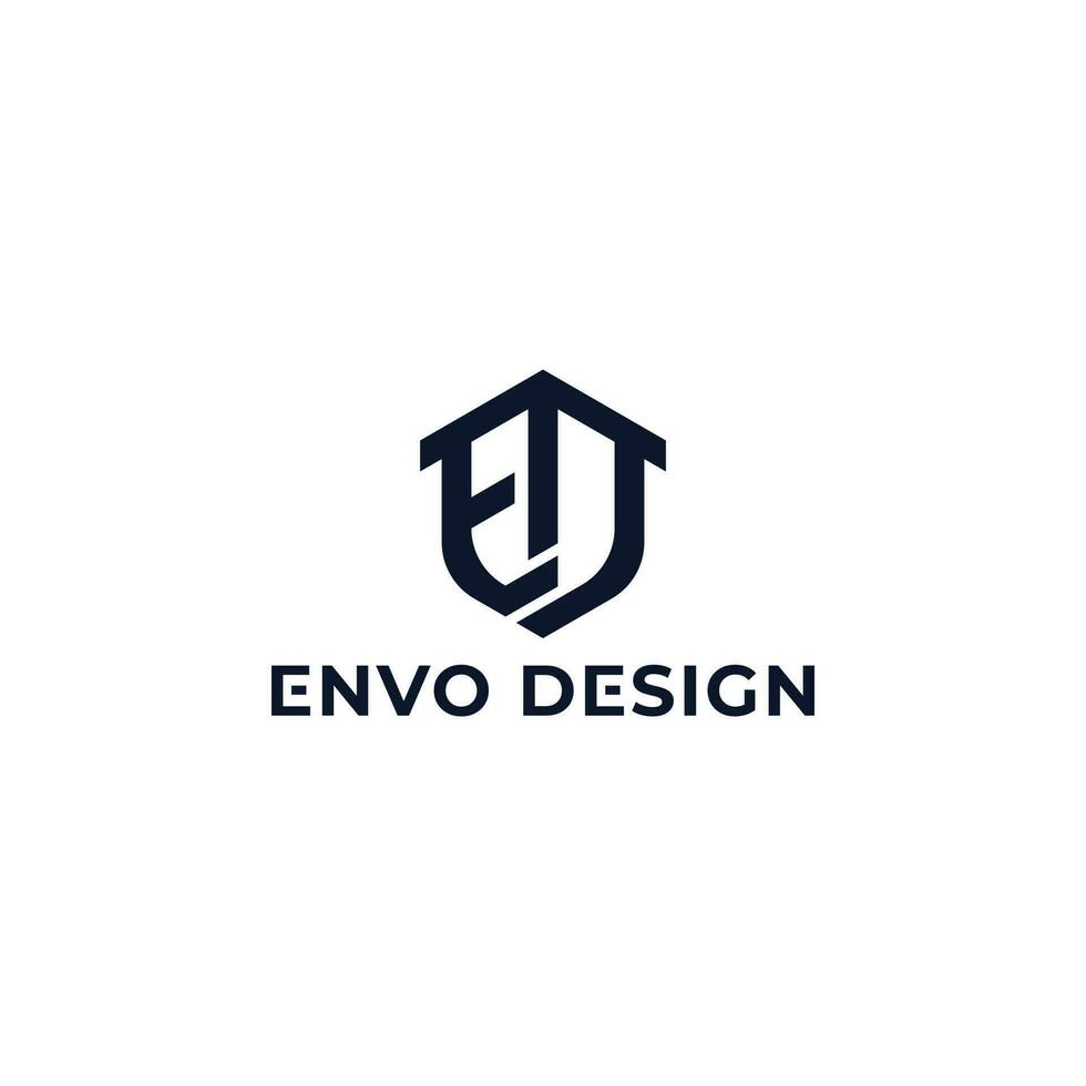 Abstract initial letter ED or DE logo in blue navy and orange color isolated in white background. creative design outline letters ED hexagon shape. Hexagon Blue letter ED for Real Estate firm logo. vector