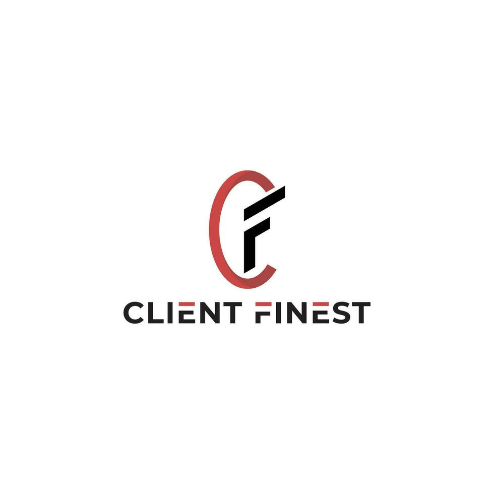 Abstract initial letter CF or FC logo in black and red color isolated in white background. Initial letter logo cf, fc, f inside c rounded uppercase black and red flat. Letter CF logo for business logo vector