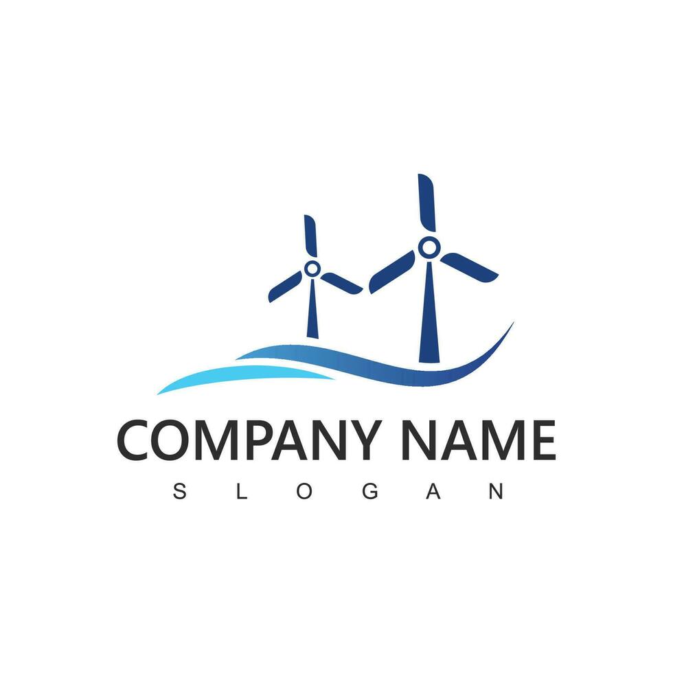 Wind Power Logo, Renewable Energy Concept, Wind Turbine Icon vector