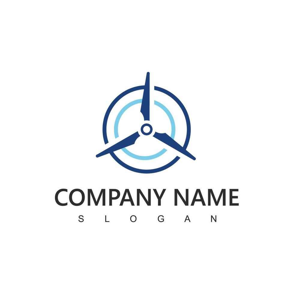 Wind Power Logo, Renewable Energy Concept, Wind Turbine Icon vector