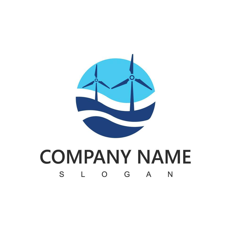 Wind Power Logo, Renewable Energy Concept, Wind Turbine Icon vector