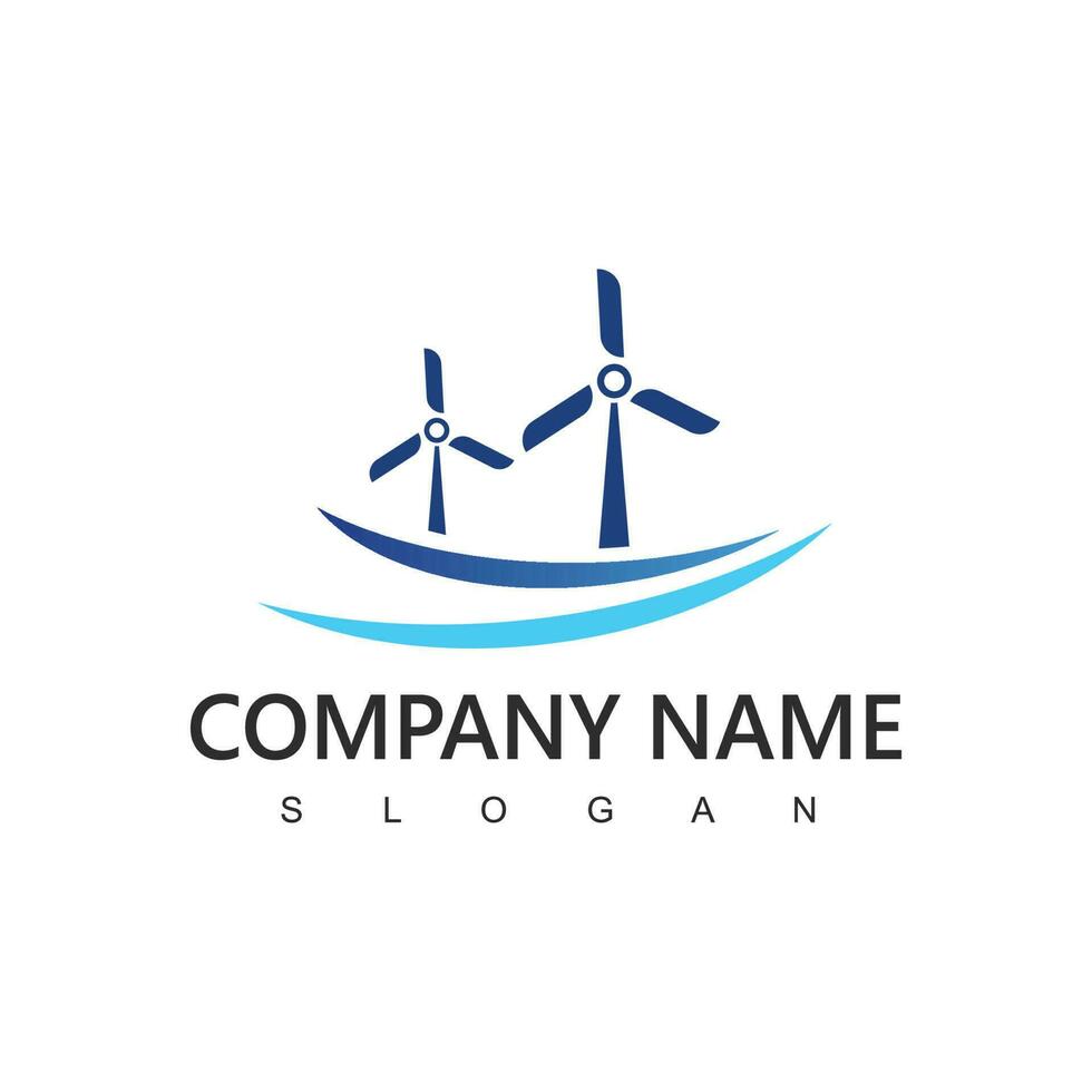 Wind Power Logo, Renewable Energy Concept, Wind Turbine Icon vector