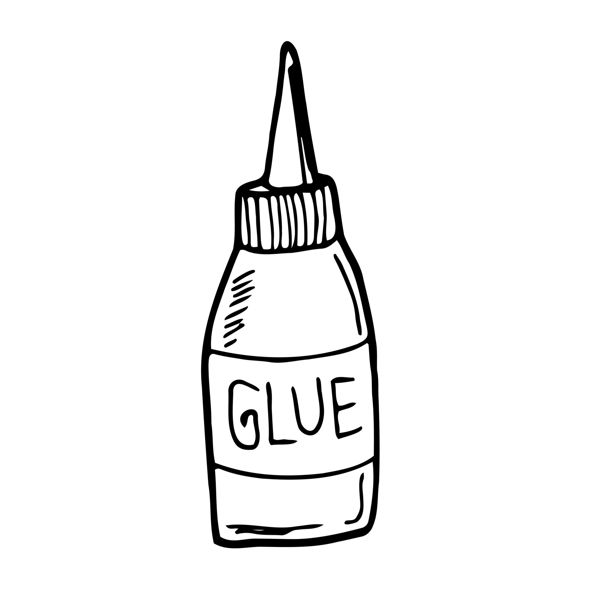 Doodle Glue icon. Vector sketch of bottle of glue. Stationery and