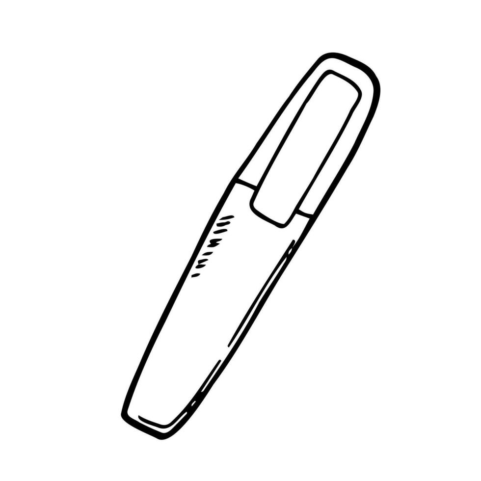 Black marker pen with cap in vector on a white background