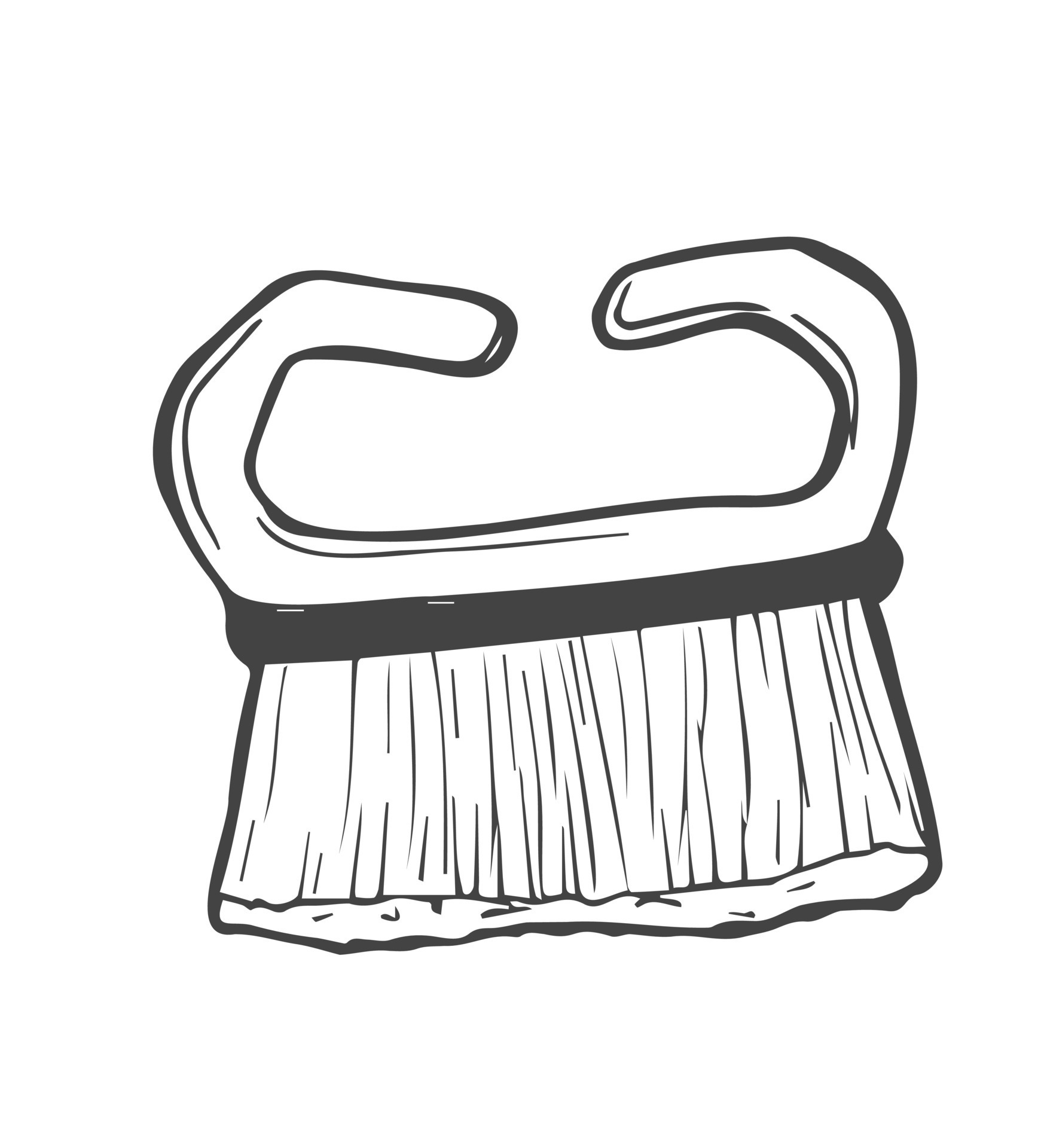 Nail cleaning brush for manicure. Hand-drawn doodles. Hand and nail