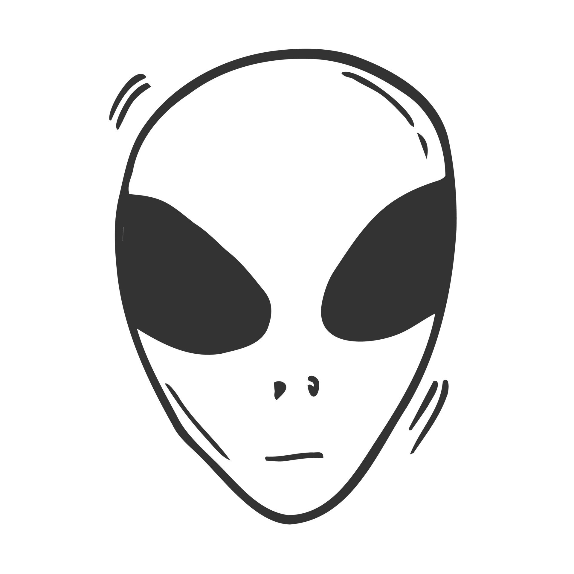 Doodle simple alien vector hand drawn icon, sticker, badge ...