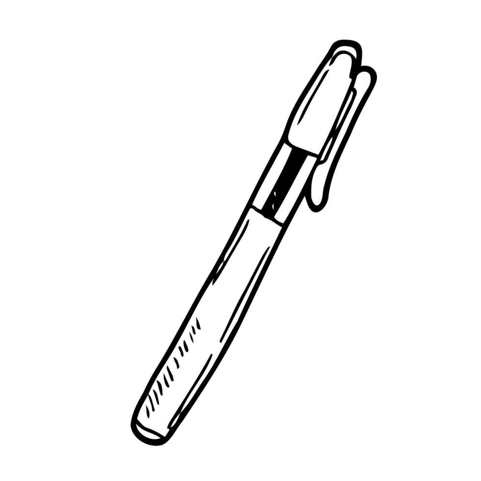 Ballpoint pen Doodle Vector Illustration. Isolated on a white background. Hand drawn, comic, outline.