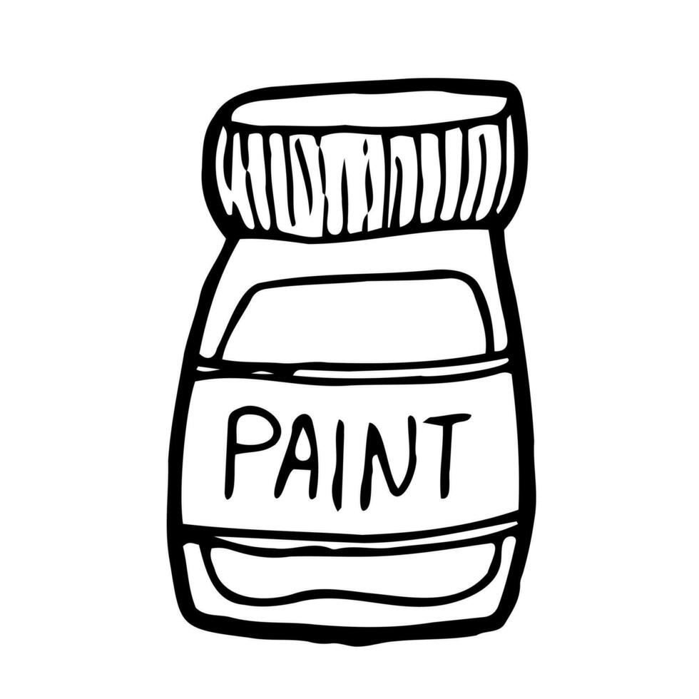Doodle bottle of paint. Stationery and art supplies concept vector