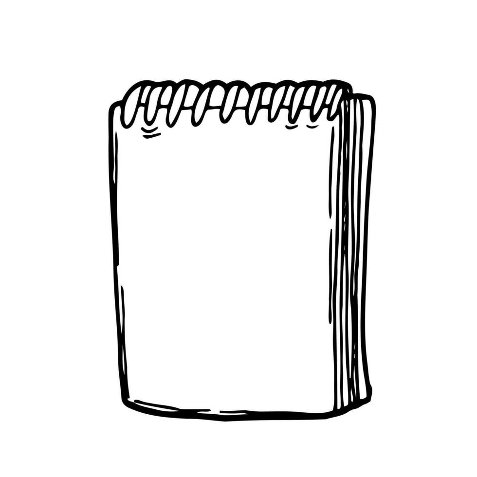 Vector sketch of notepad. Hand draw illustration. Stationery and school