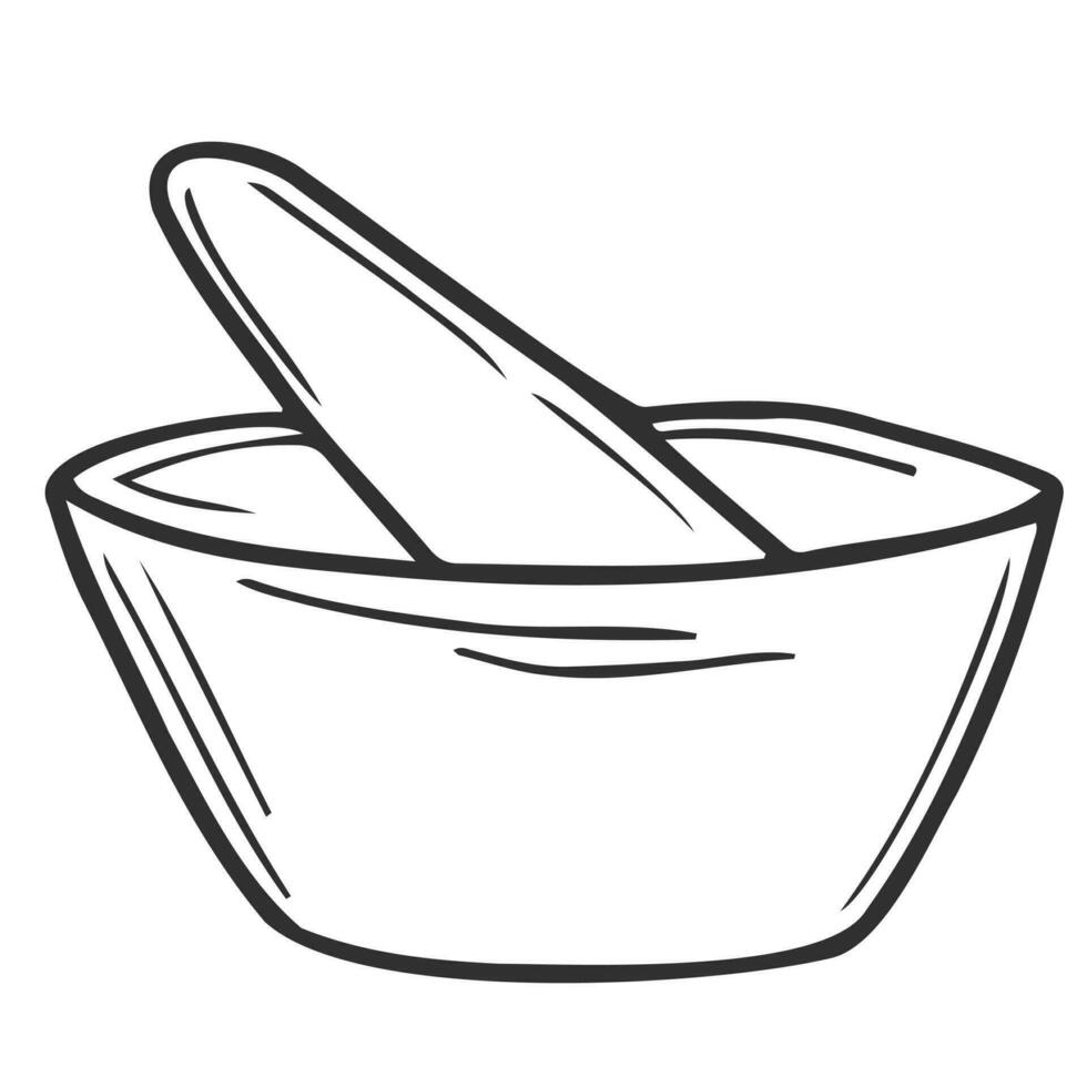 vector doodle mortar and pestle icon